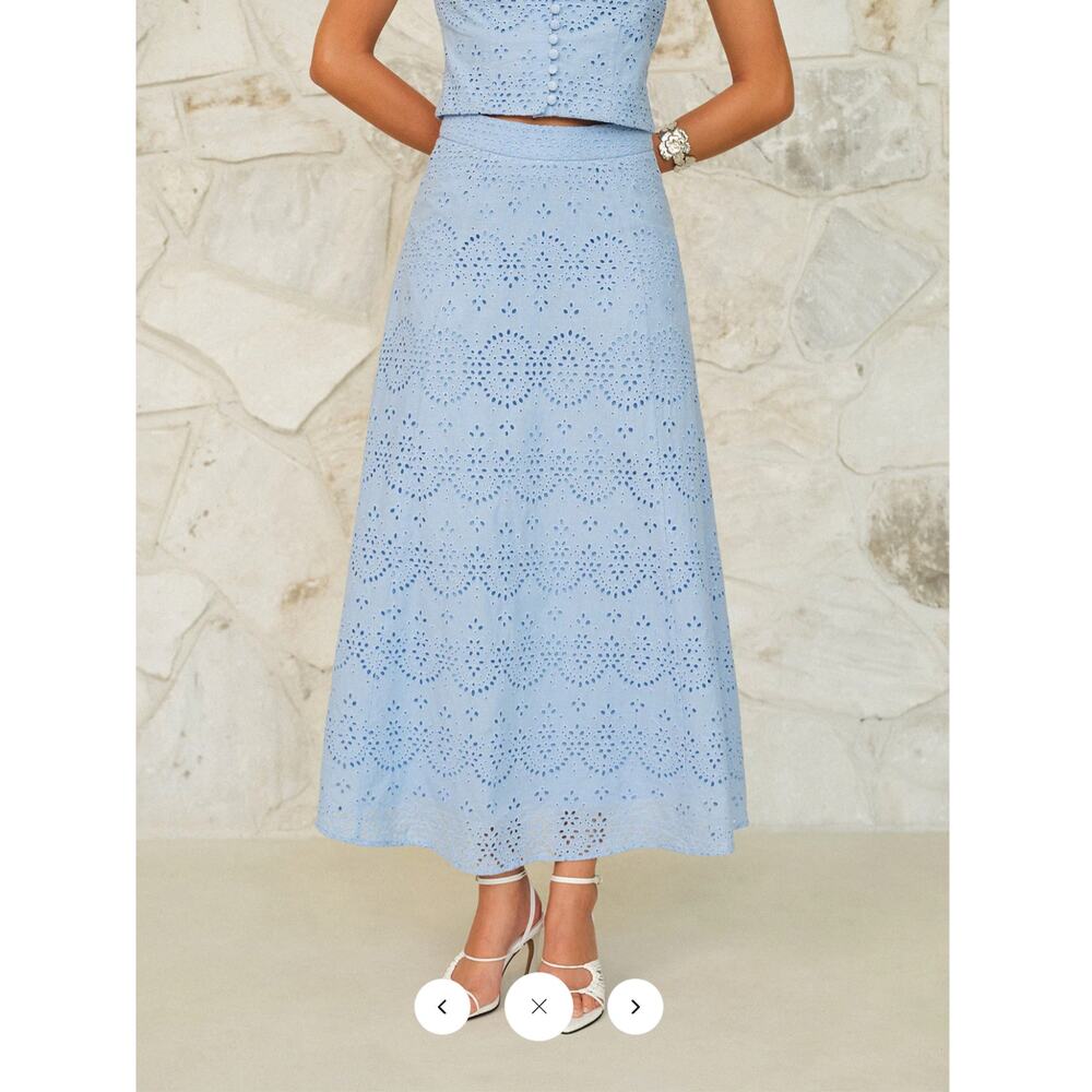 Commense Eyelet Pattern Maxi Skirt Varius Sizes - Picture 3 of 5